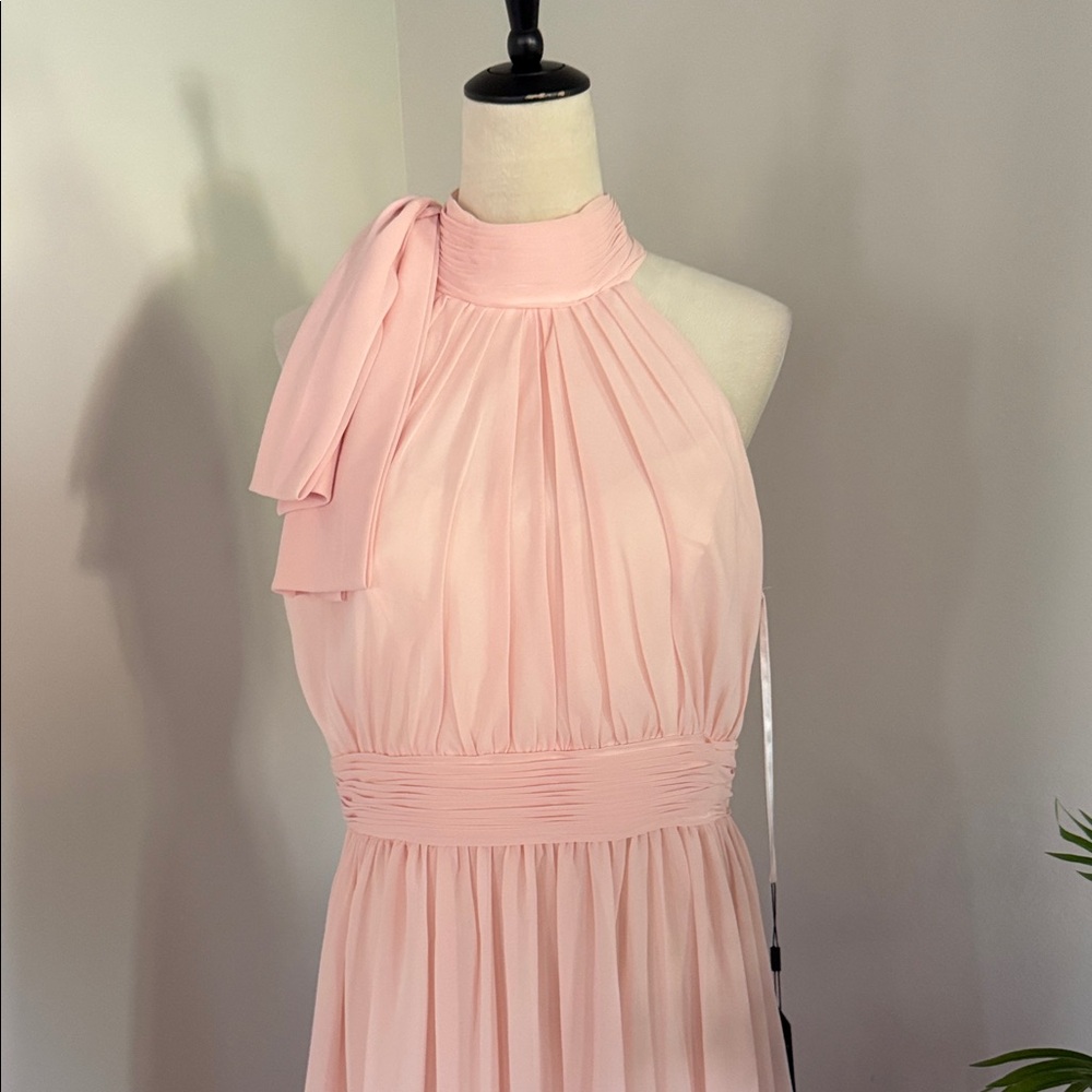 Chic Blush Halter Maxi Dress